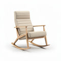 Schommelstoel van hout met een bekleding in beige 80 x 60 x 100cm