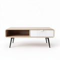 Houten salontafel met lade en open vak 120 x 60 x 40cm beige zwart