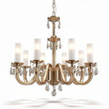 gouden kroonluchter met kristallen details en 10 lichtbronnen 60 x 60 x 70cm