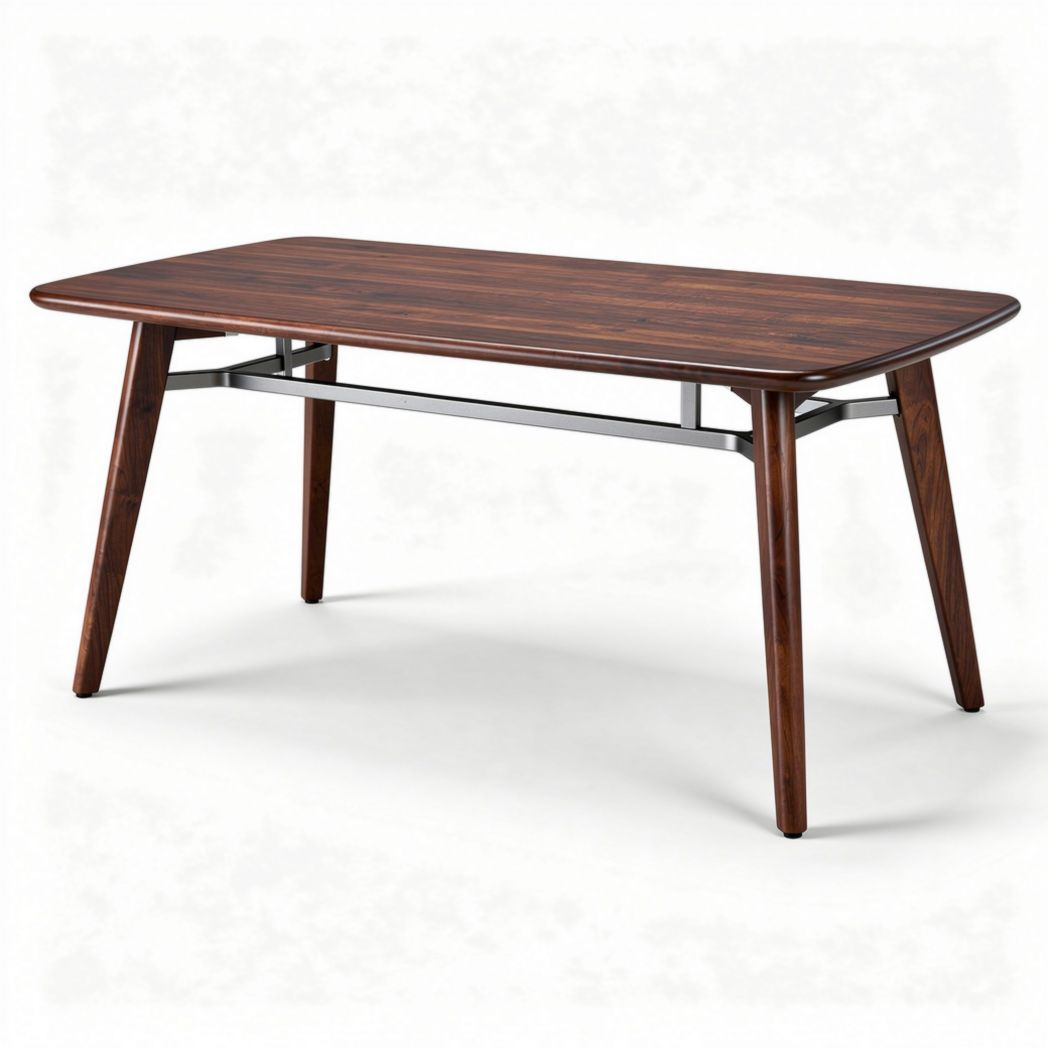 eettafel van hout met metalen onderstel afmetingen 150 x 90 x 75cm