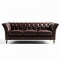 Leren bank met gele knopen 200 x 90 x 85cm in bruin voor woonkamer