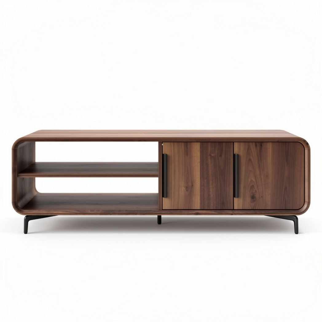 Salontafel van walnootfineer met opbergruimte 150 x 40 x 50cm