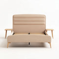 bedbank met gestoffeerde hoofdeinde en houten armleuningen 200 x 160 x 100cm