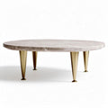 Ronde marmeren tafel met gouden metalen poten 100 x 100 x 45cm