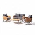Tuinset met aluminium frame grijze kussens en houten tafelpoot 150 x 75 x 70cm